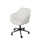 Chaise de bureau design en cuir synthétique blanc Emmy