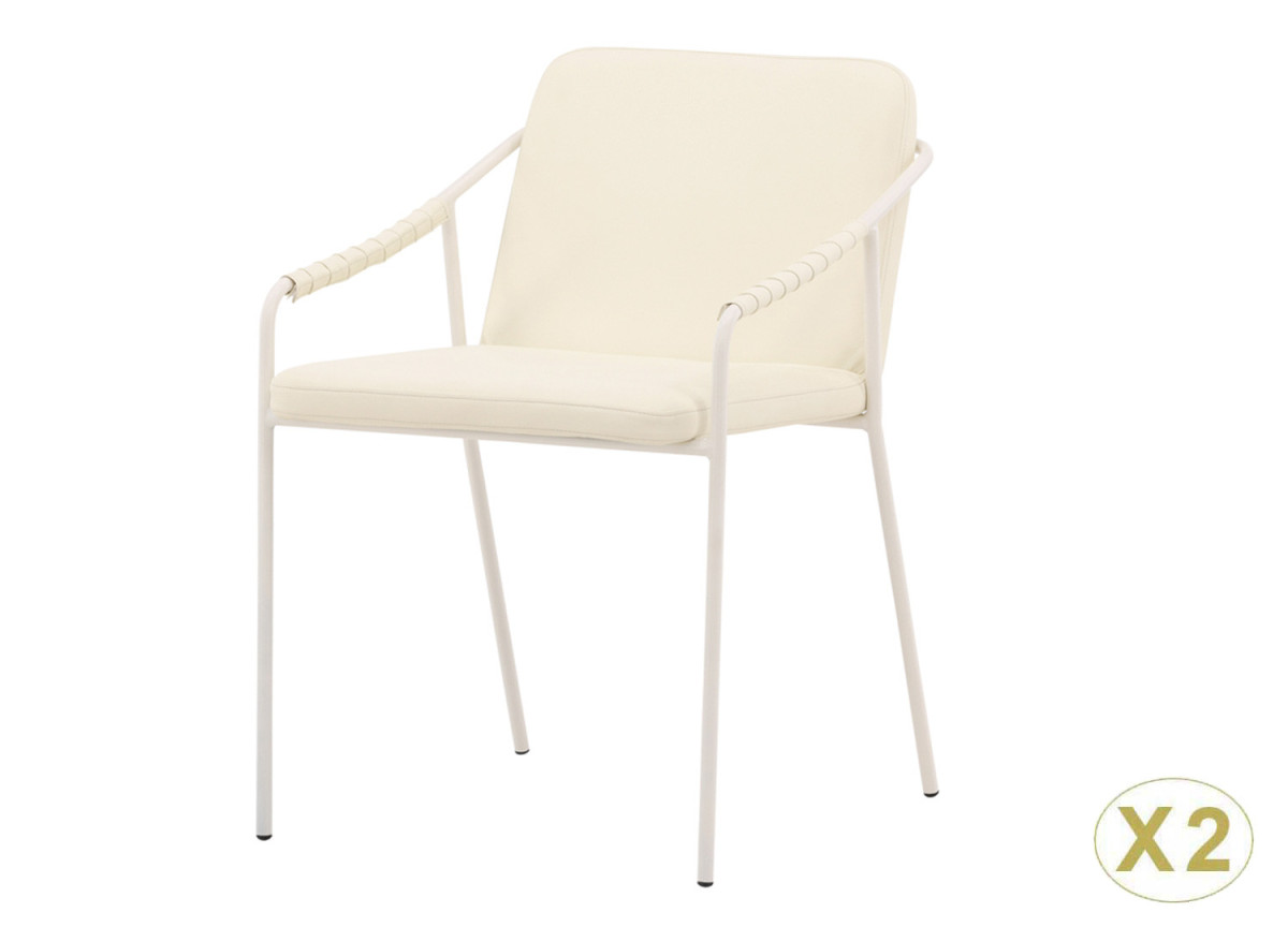 Chaise beige rembourrée en simili cuir Théa