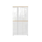 Armoire entrée design blanc brillant et chêne avec rangements