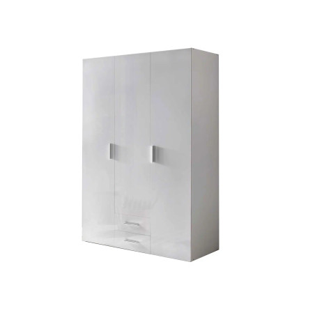 Armoire blanc brillant 3 portes et 2 tiroirs 120 cm