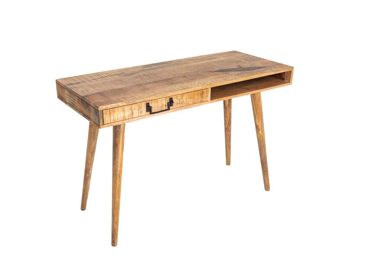 Meuble bureau console en bois de manguier 1 tiroir et 1 niche