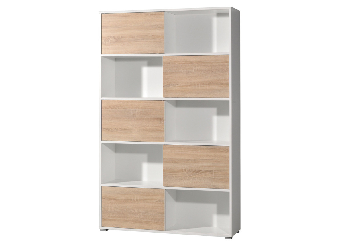 Armoire étagère haute blanc et bois Lilo