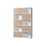 Armoire étagère haute blanc et bois Lilo