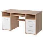 Bureau blanc et chêne sonoma avec rangements intégrés