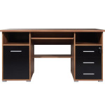 Bureau 145 cm avec rangements noir et noyer moderne