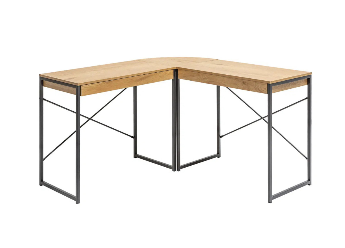 Bureau d'angle 2 tiroirs style industriel