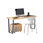 Bureau décor teck avec caisson 2 tiroirs