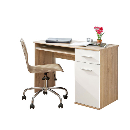 Bureau moderne de chambre enfant blanc et chêne sonoma