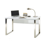 Bureau design laqué blanc et pieds en acier chromé