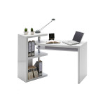 Bureau design blanc laqué avec plateau rotatif