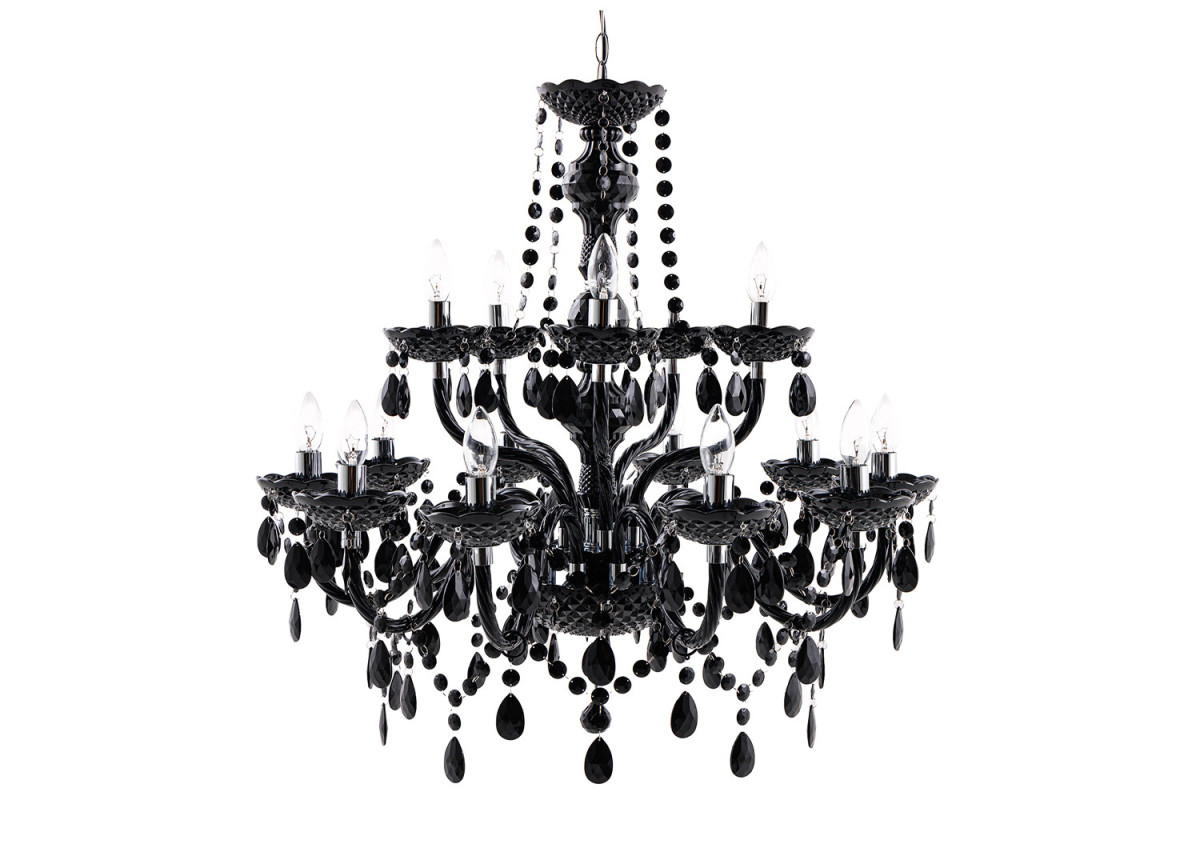 Lustre acrylique noir baroque Sandra