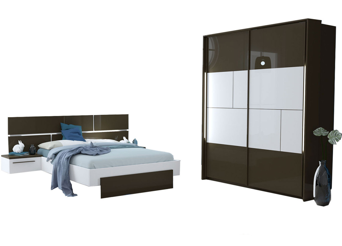 Ensemble de meubles de chambre à coucher adulte noir et blanc design