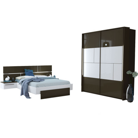 Ensemble de meubles de chambre à coucher adulte noir et blanc design