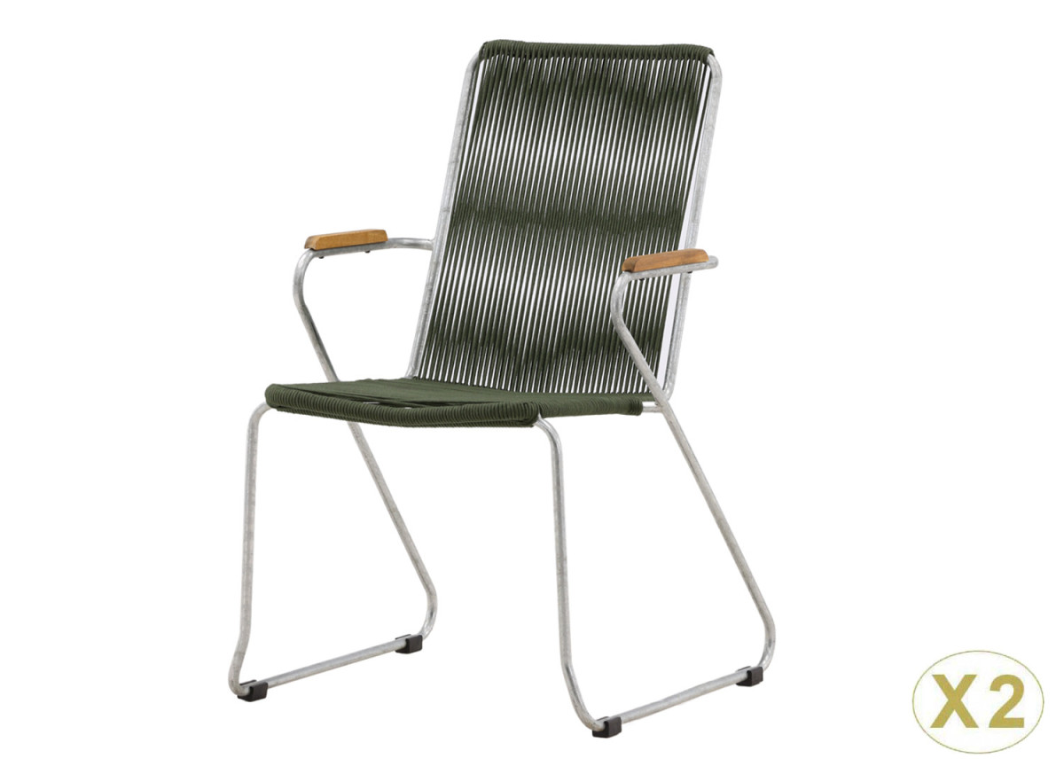 Chaises de jardin en cordage vert Borris