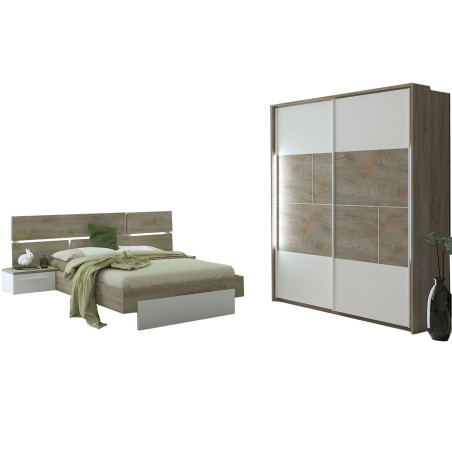 Meubles-de-chambre-adulte-en-bois-blanc-laqué-mat-et-décor-chêne