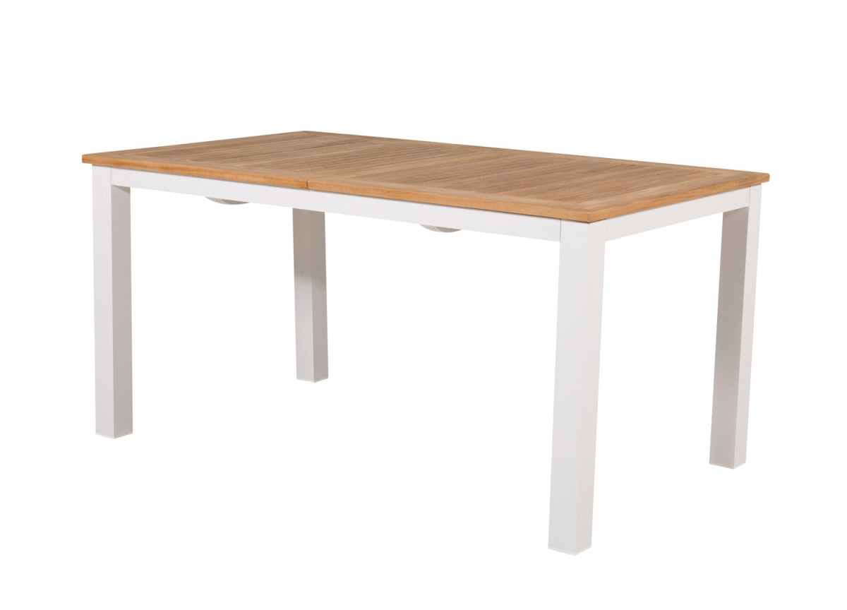 Table de jardin extensible en teck et aluminium blanc Panama