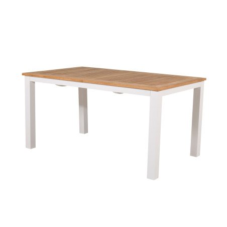 Table de jardin extensible en teck et aluminium blanc Panama