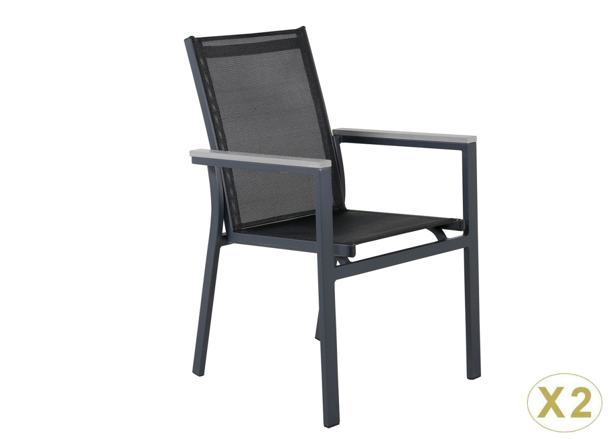 Chaises de jardin design en aluminium noir Parma