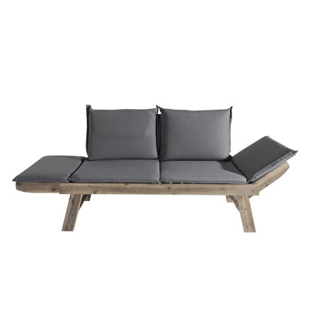 Banc de jardin en bois acacia grisé avec coussin Gary