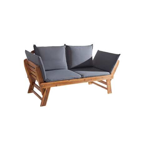 Banc de jardin en bois acacia avec coussin Gary