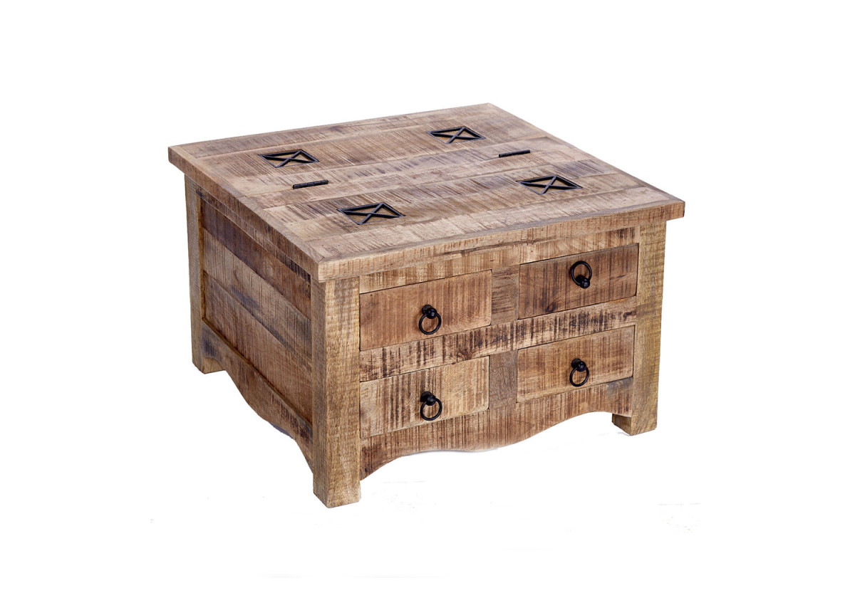 Table basse en bois de manguier avec rangement