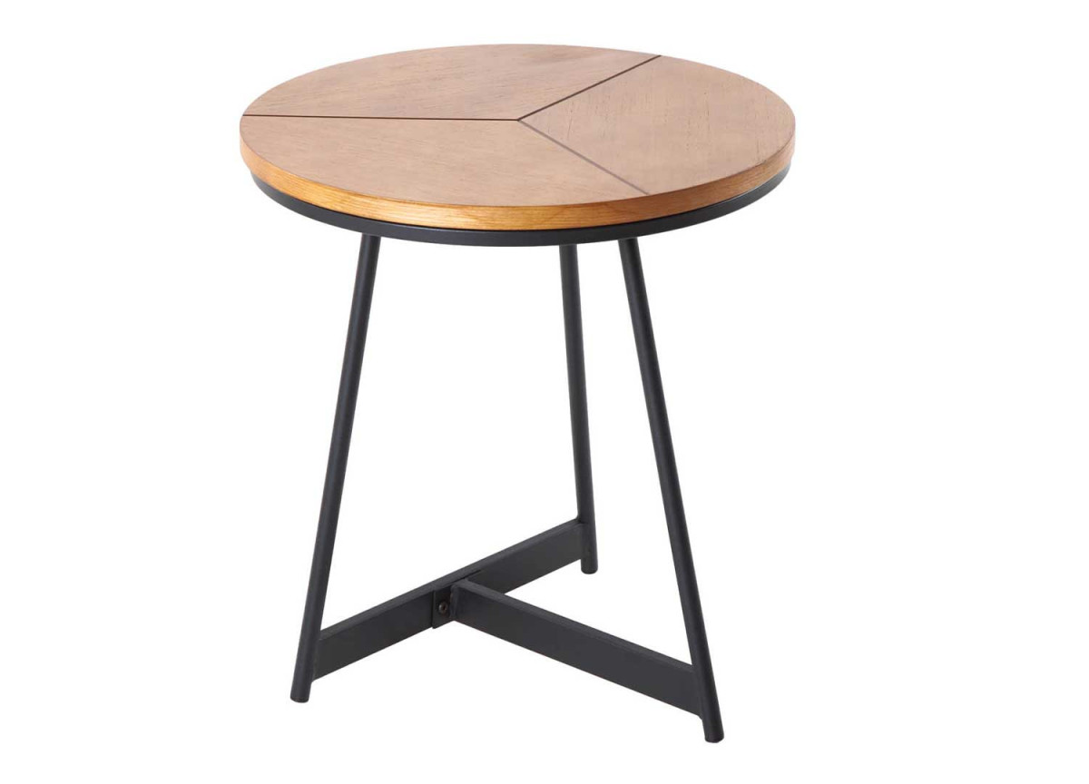 Table d'appoint ronde moderne chêne naturel Héléna