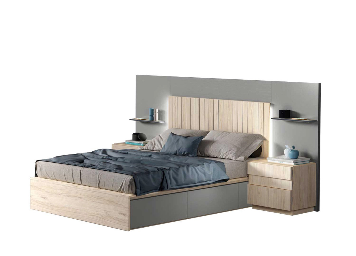 Lit king size avec rangements intégrés de style contemporain