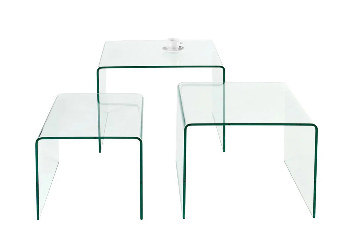 Lot de 3 tables basses transparentes