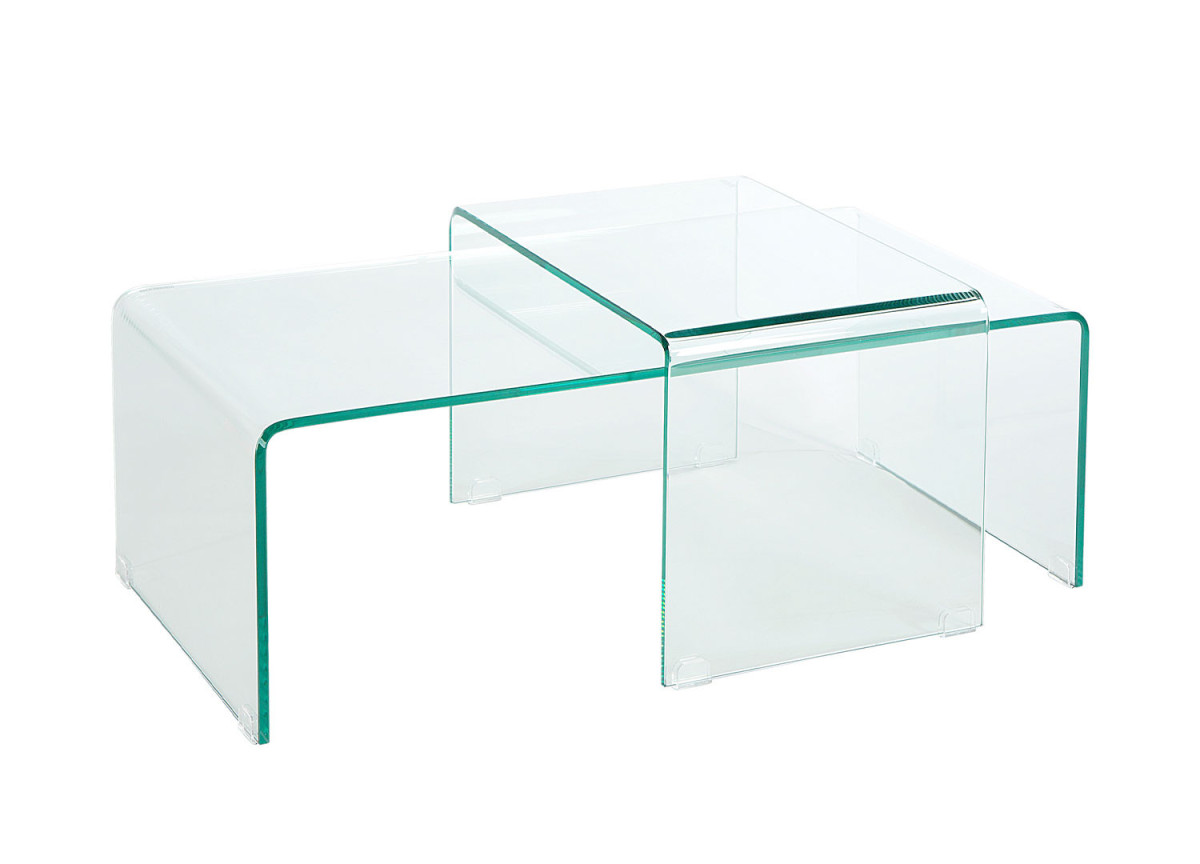 Tables basses en verre transparent