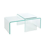 Lot de 2 tables basses en verre transparent