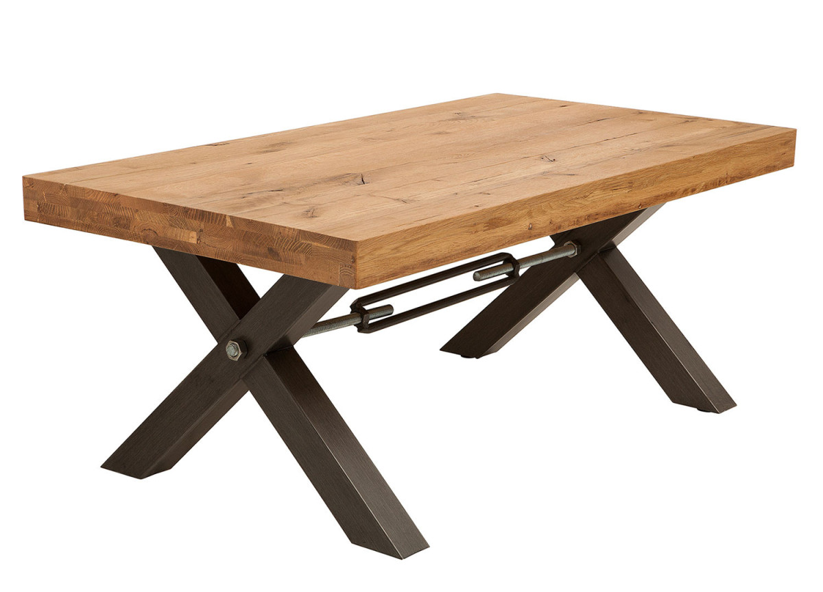 Table basse en bois et métal look industriel 110 cm Morgan