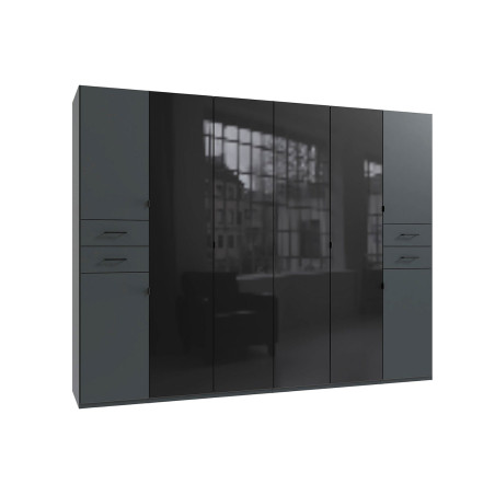 Armoire dressing et penderies noire et grise graphite 270 cm