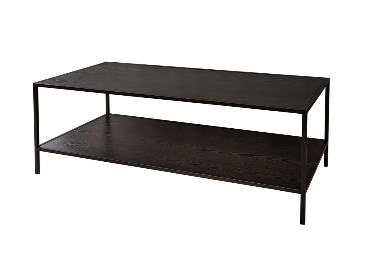 Table basse frêne foncé et métal noir mat 120 cm Laure