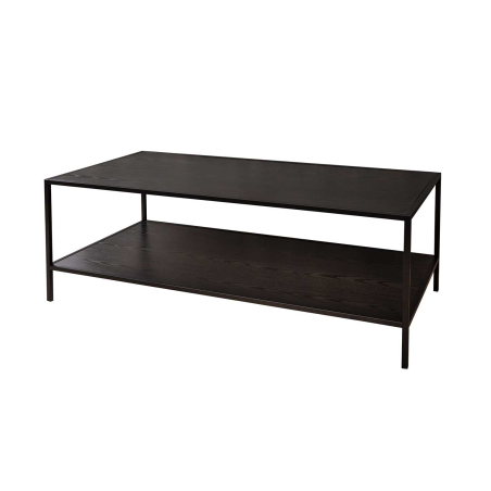 Table basse frêne foncé et métal noir mat 120 cm Laure