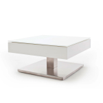 Table Basse Blanche Pied en Acier & Plateau Rotatif Mariko