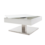 Table Basse Blanche Pied en Acier & Plateau Rotatif Mariko