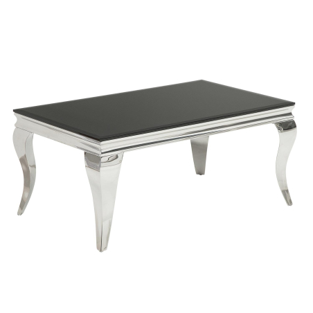 Table basse baroque noire et métal chromé rectangulaire Alexandrie