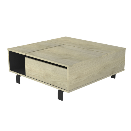 Table basse contemporaine relevable décor chêne et noir ardoise Rush