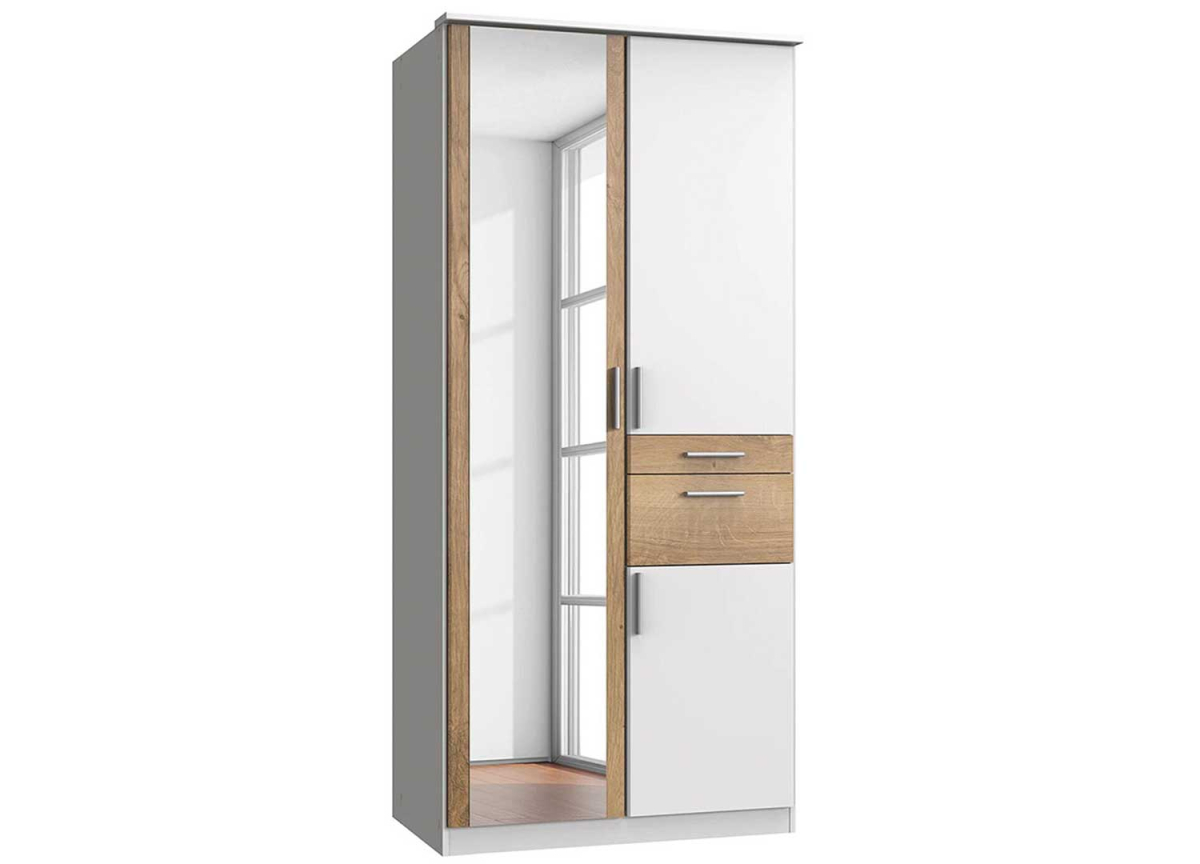 Armoire blanche et chêne poutre 90 cm