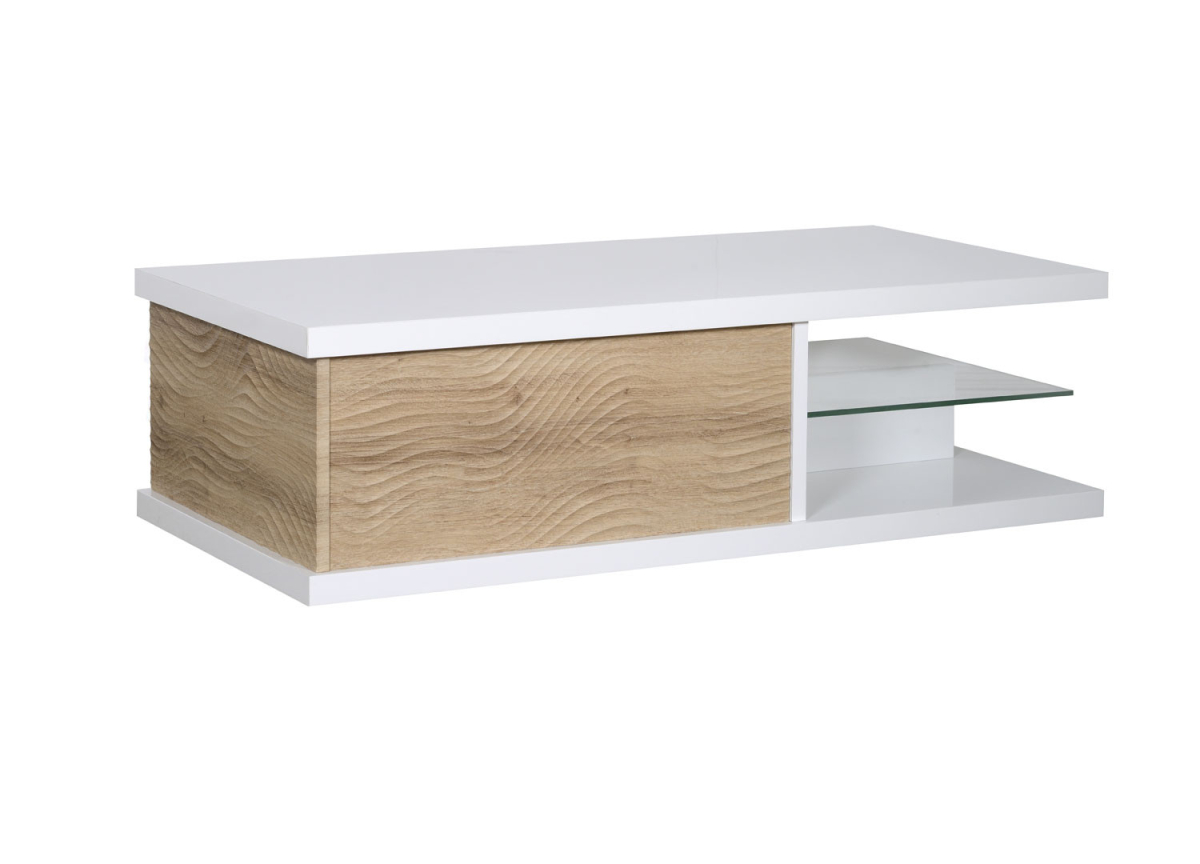 Table basse blanche et bois moderne