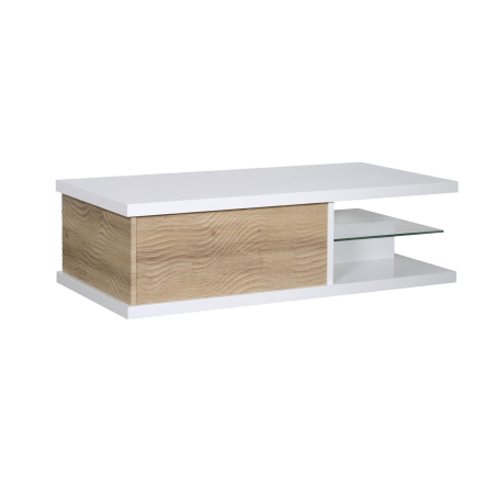 Table basse blanche et bois moderne