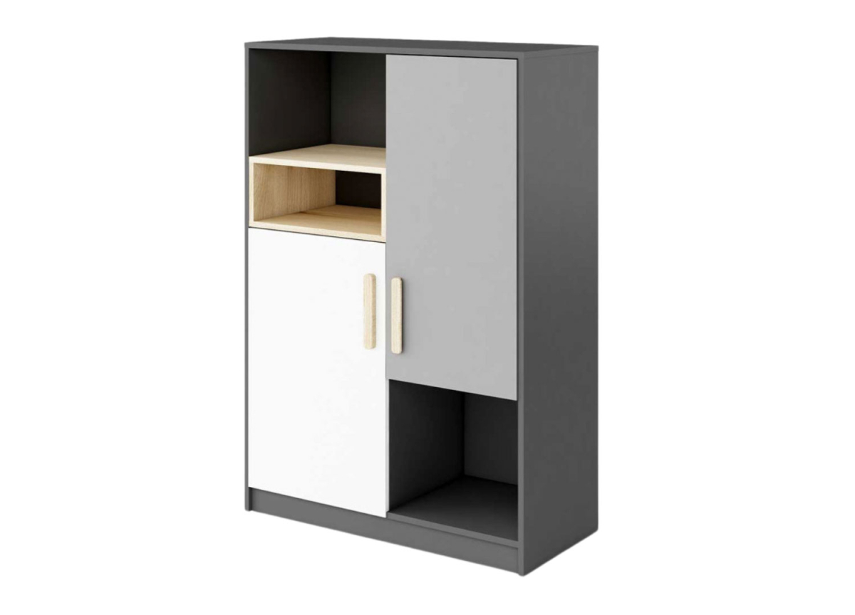 Rangement chambre enfant gris, blanc et bois Pok