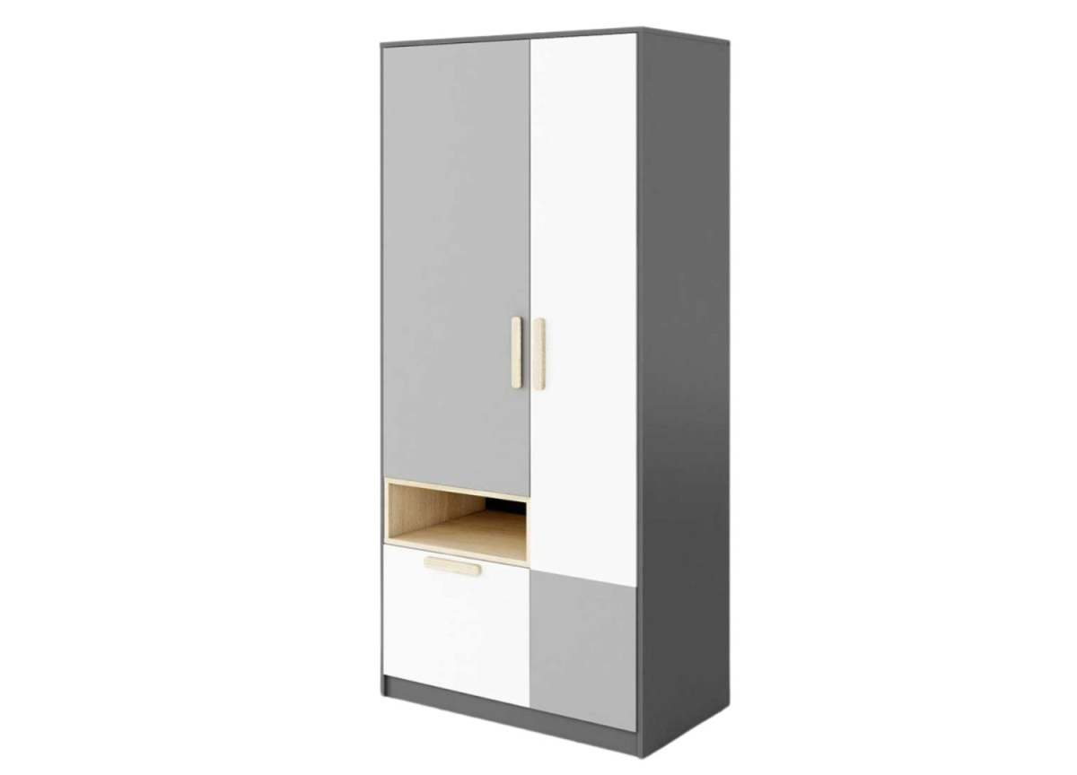 Armoire de chambre enfant 2 portes 1 tiroir Pok