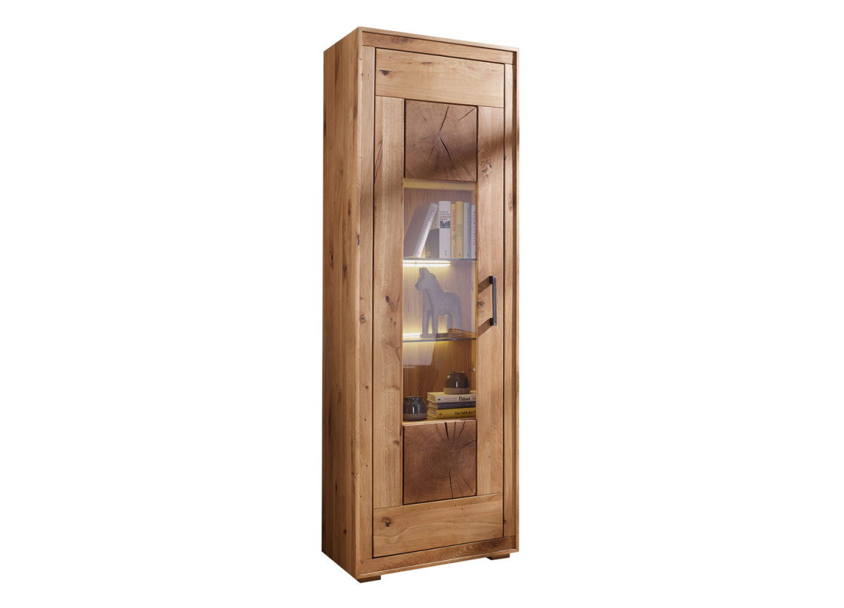 Vitrine en bois massif avec led blanc Simon