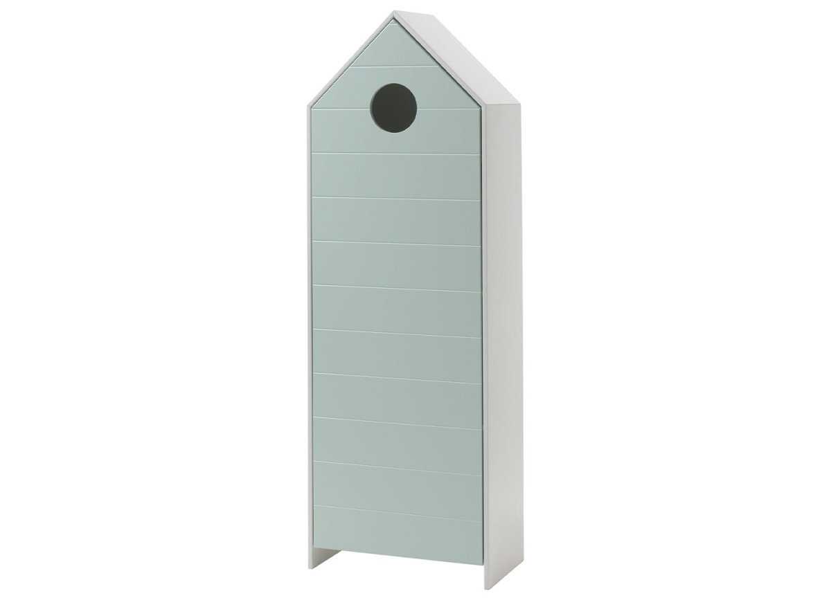 Armoire de chambre enfant vert menthe de 1 porte style cabanon de plage