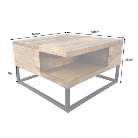 Table basse bois massif carrée 60 cm Gemma