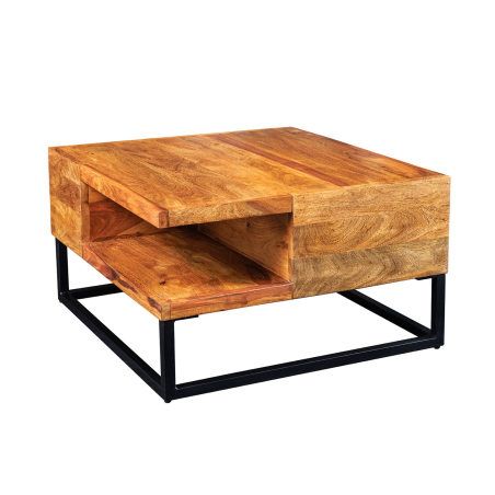 Table basse bois massif carrée 60 cm Gemma