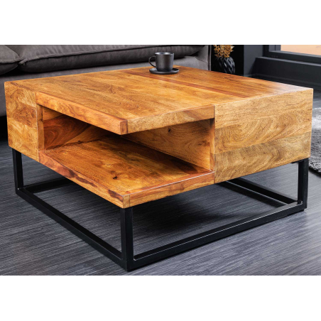 Table basse bois massif carrée 60 cm Gemma