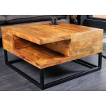 Table basse bois massif carrée 60 cm Gemma