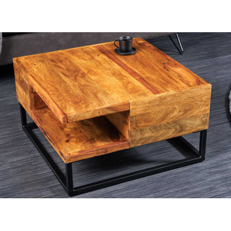 Table basse bois massif carrée 60 cm Gemma